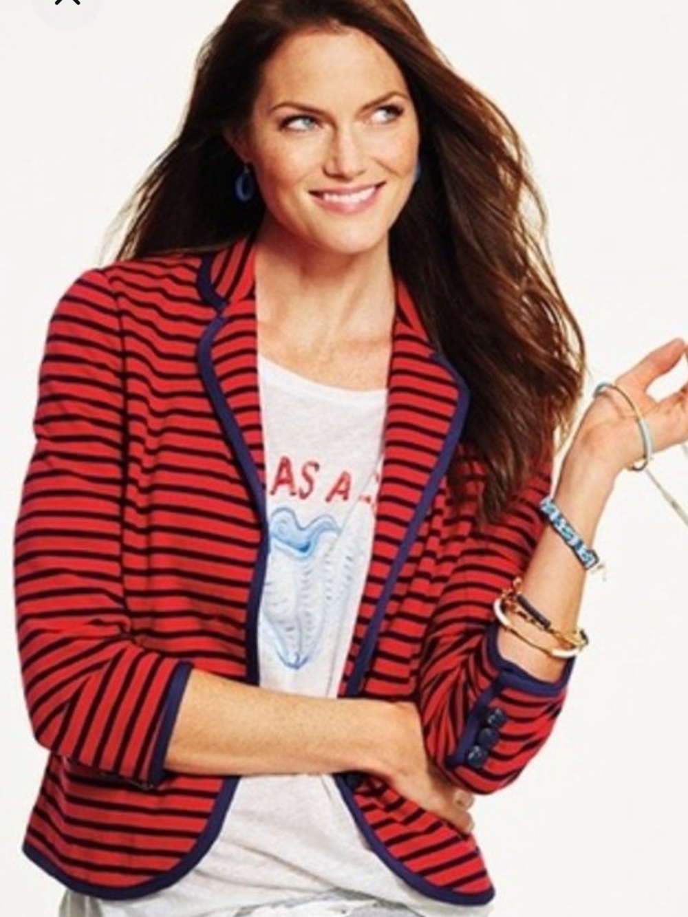 Talbots Striped Sweater Knit Jacket Blazer NWT Coastal Nautical Business Casual